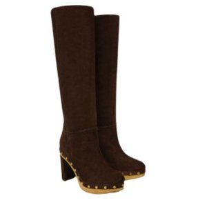 Veronica Beard Glendale Clog Espresso Knee High Suede Boots SZ 8 NWT